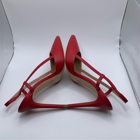 NWB Michael Kors Women's Veronica Sling Pumps size 8M Red leather slingback 2357 - Picture 11 of 13